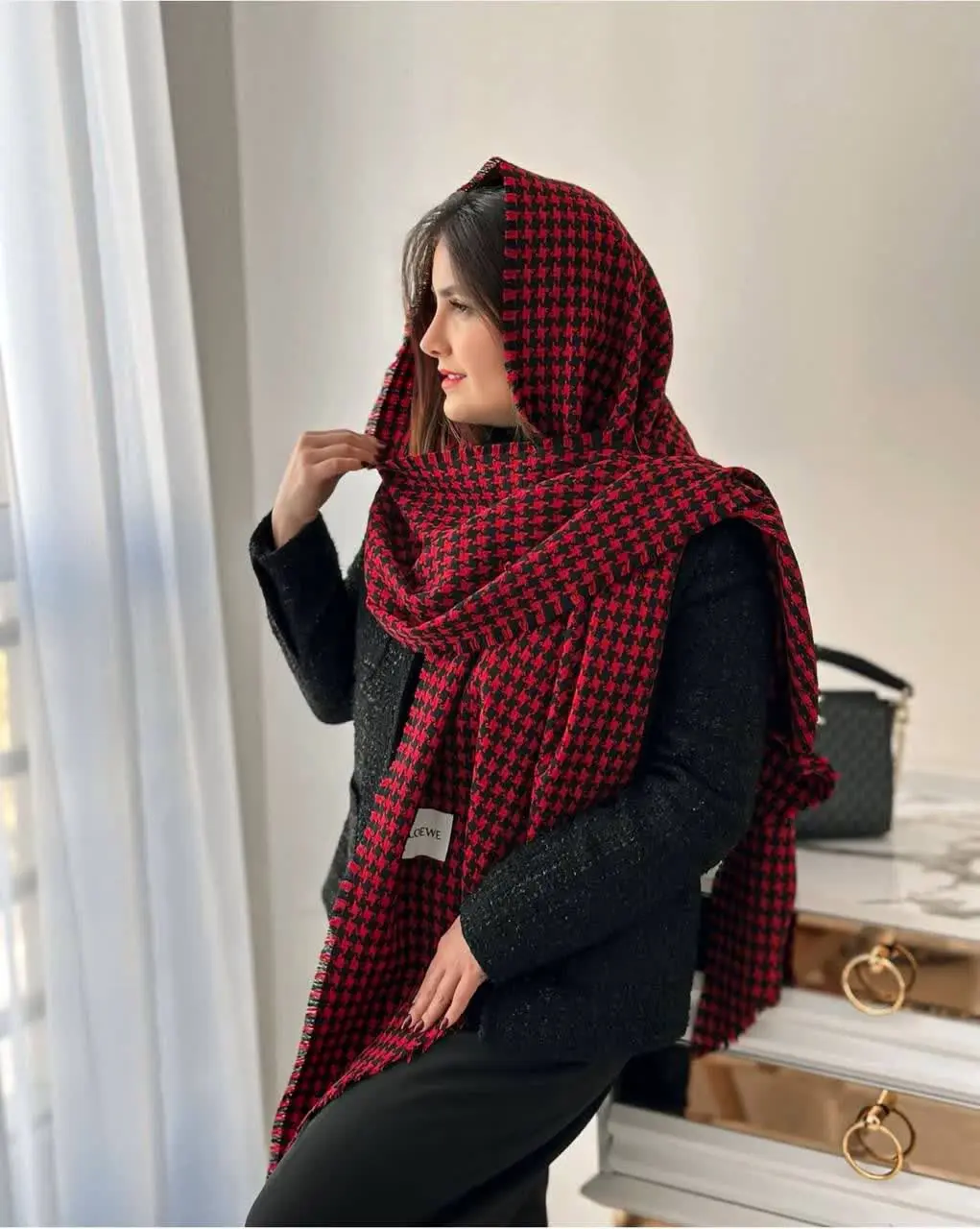 🍁شال بافت  دور ریش