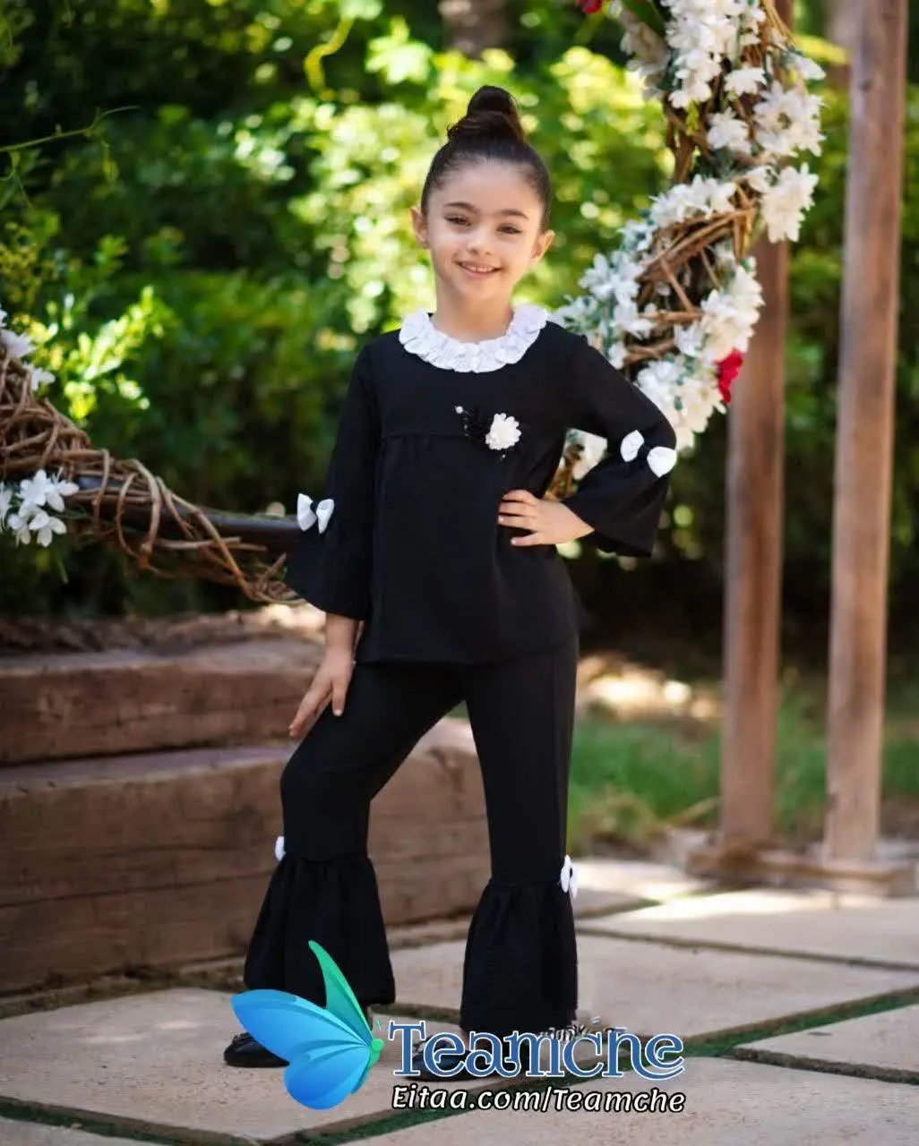 (شلوار دمپا گشاد/ سه گل و پ...