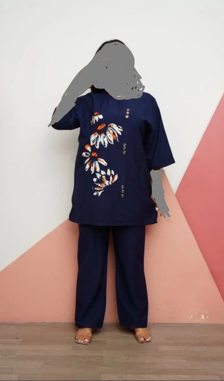 🖋نام: مانتو شلوار دکمه نما چاپی
