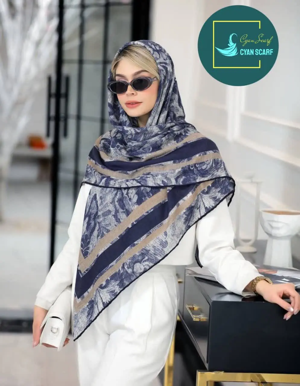 🦋روسری نخ سیا اسکارف