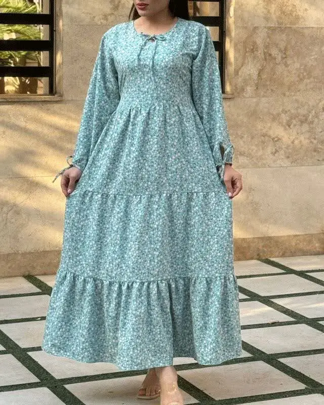 🧵🪡پیراهن کرپ پفکی سه طبقه‌ای 
