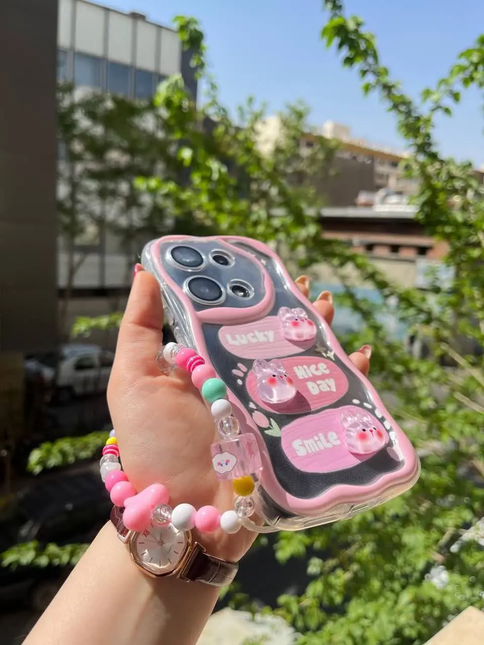 📱مدل قاب: قاب موجی عروسکی شفاف آویزدار مخصوص انواع #سامسونگ #شیائومی و #آیفون 
