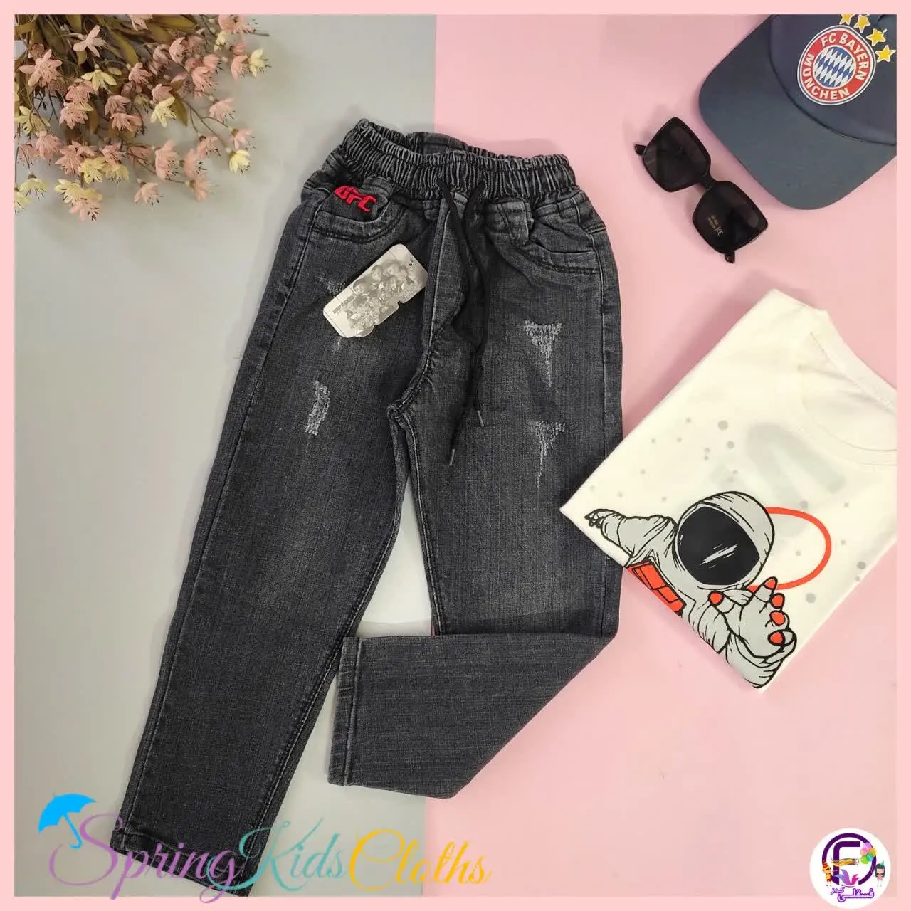 بند تنظیم، روی جیب گلدوزی شده مدل مام فیت
