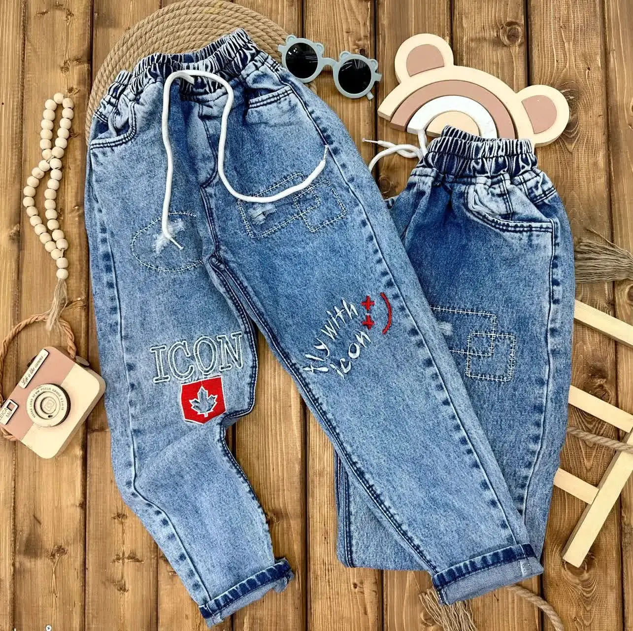 👫شلوار لی آبی گلدوزی کانادا 😍
