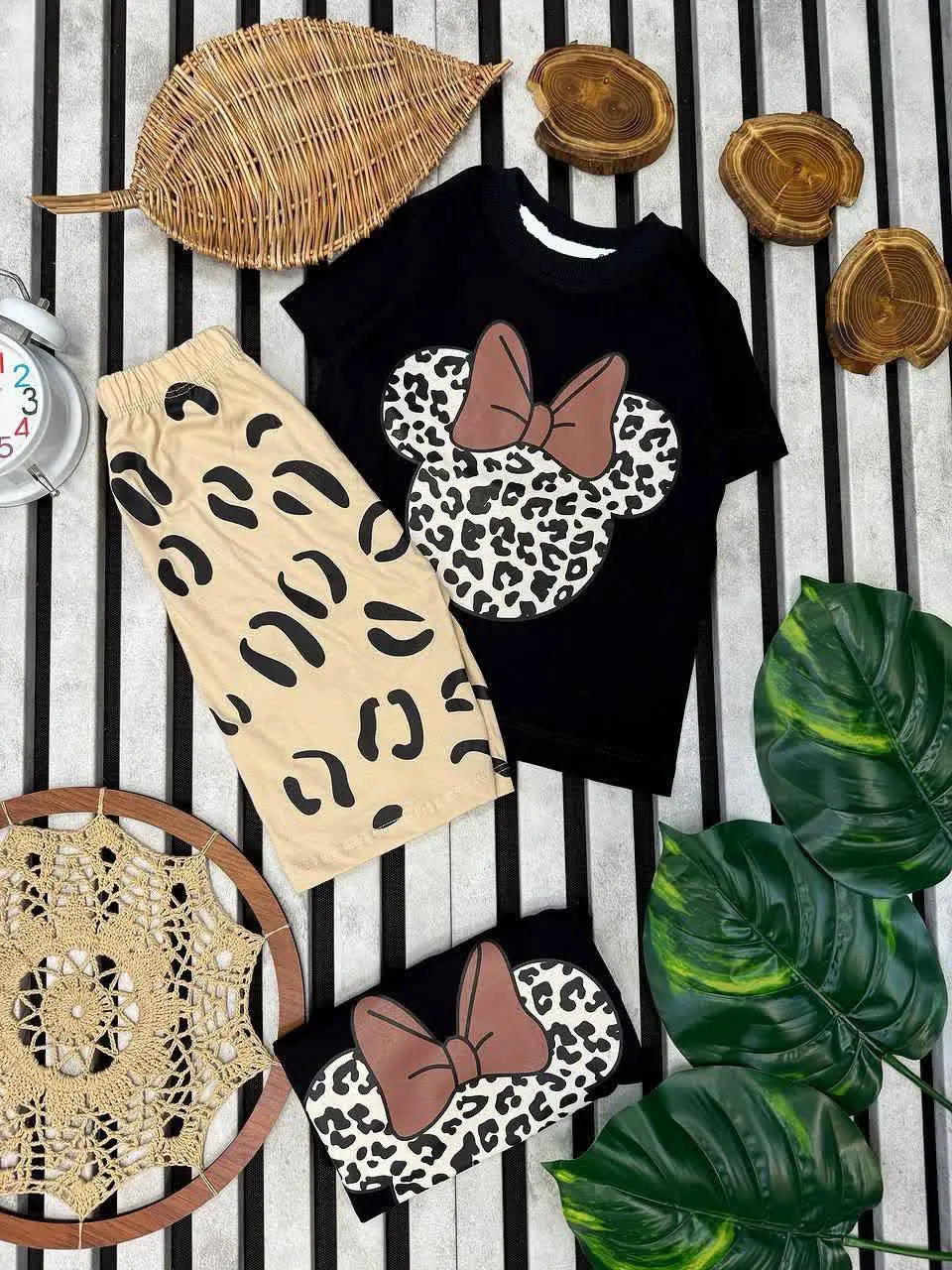 🔮تیشرت شلوارک دخترانه طرح میکی پلنگی🔮
