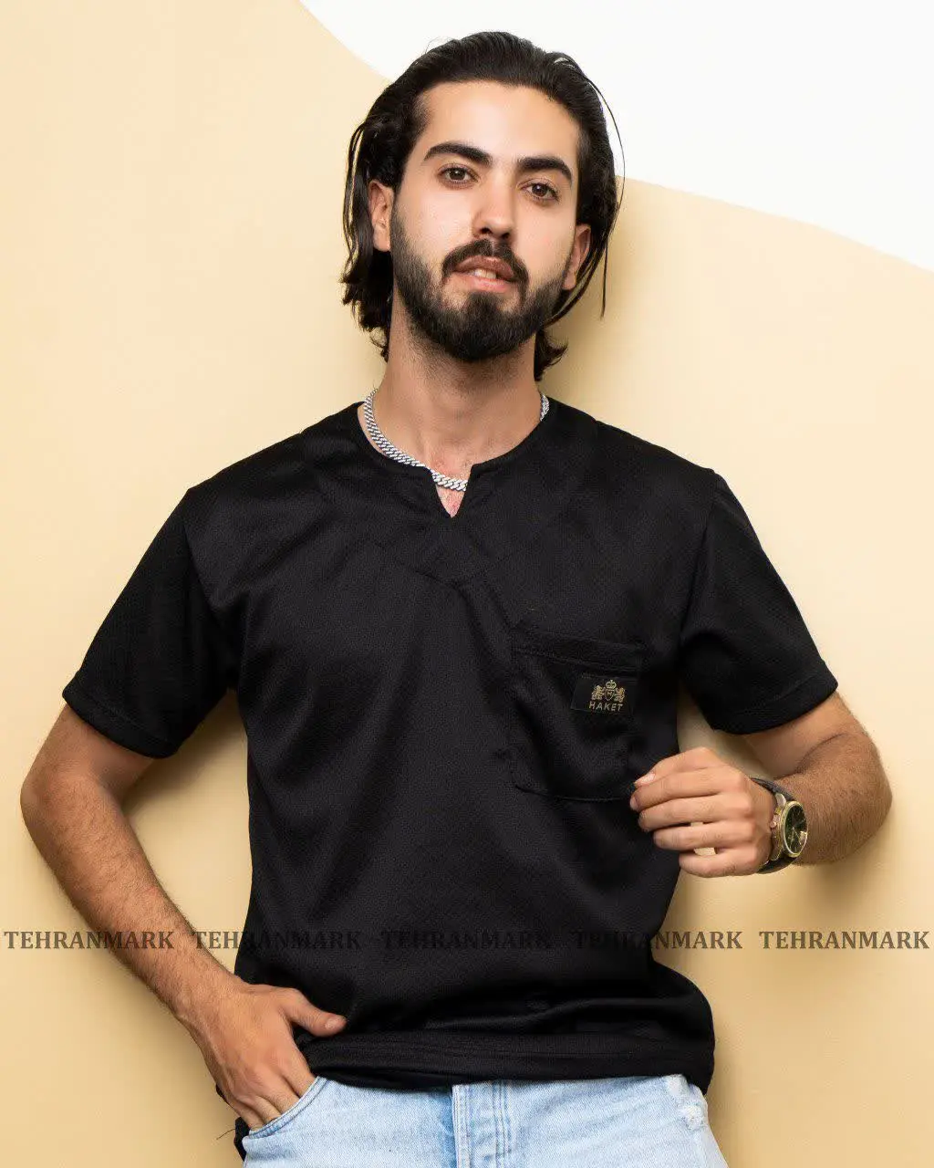 🍃 #تیشرت یقه‌کوبایی جیب‌دار🍃
