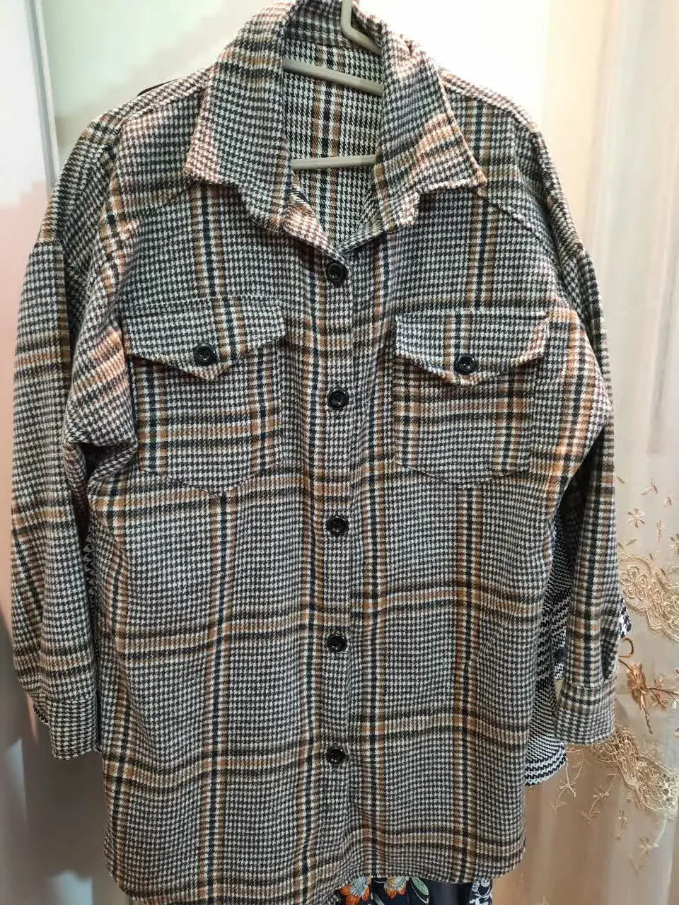 🌼مانتو پشمی، چهارخانه
