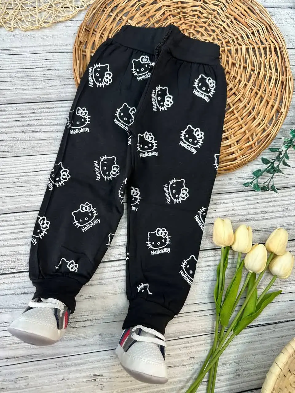 شلوار تک طرح کیتی مشکی نوزادی و کودک کد ۱۲۰۰۵ 
