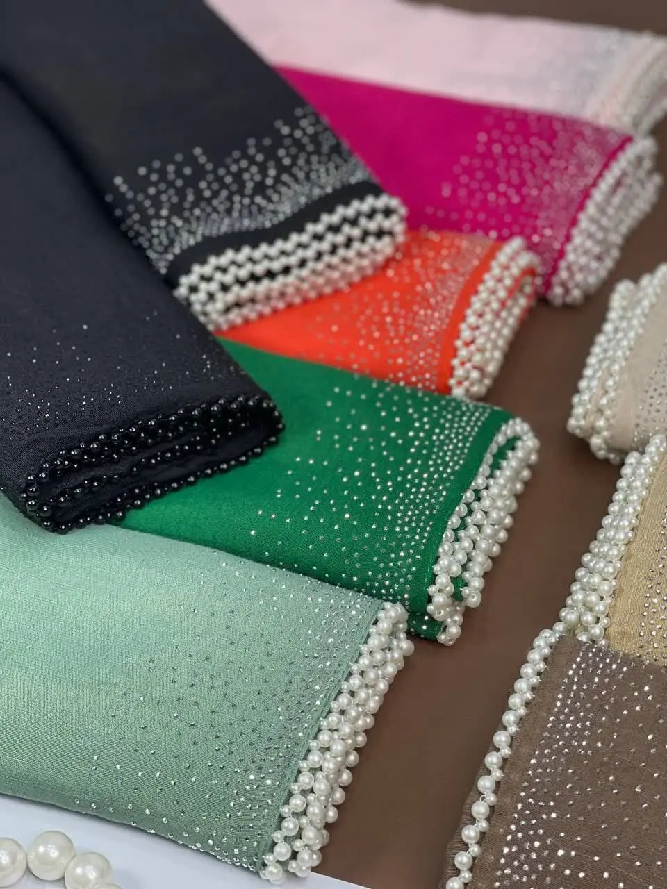 🔹روسری حاشیه مروارید و نگین🔹 
