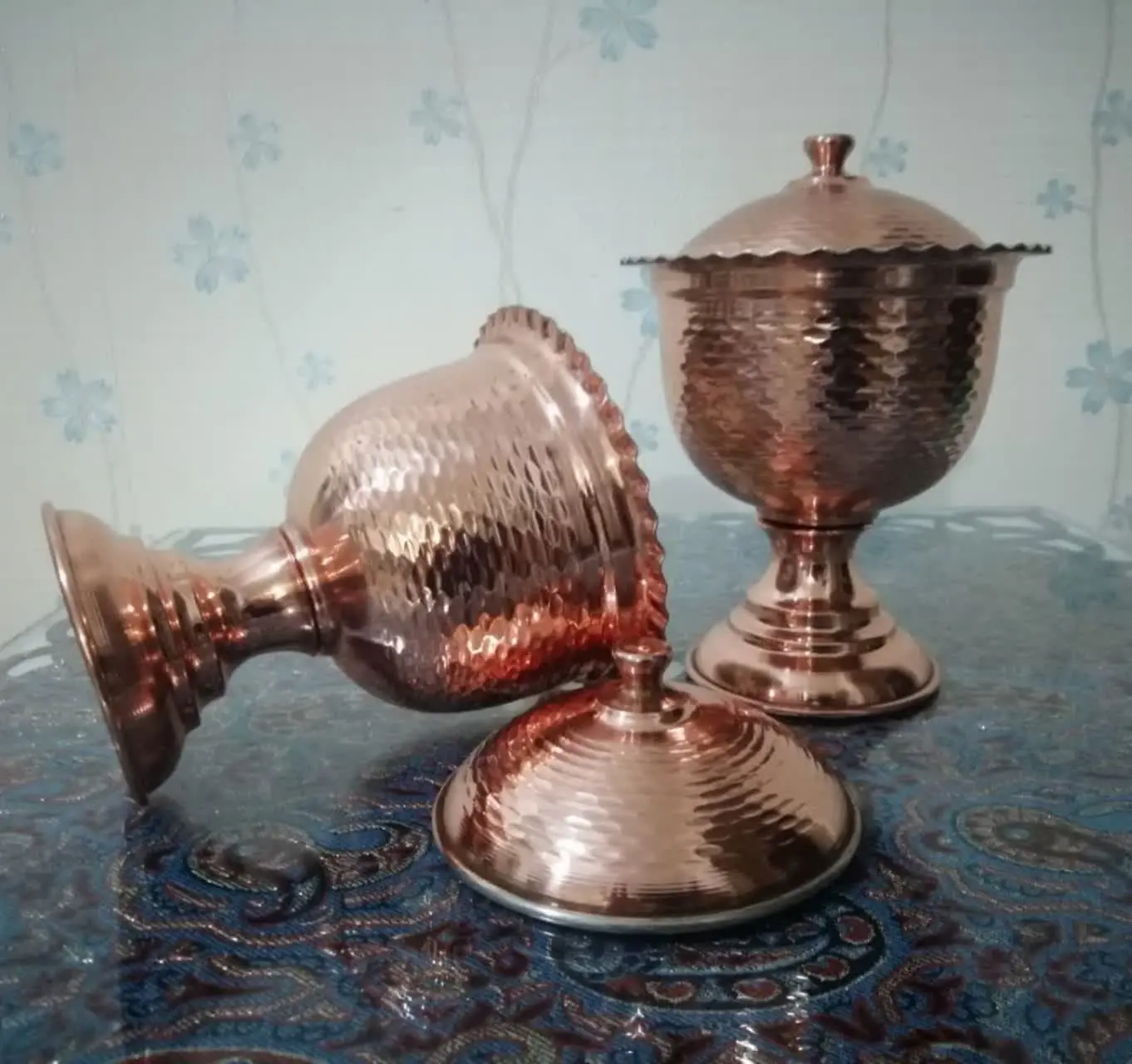 🍃🌺 قندان زیبای پایه دار مسی 🍃🌺
