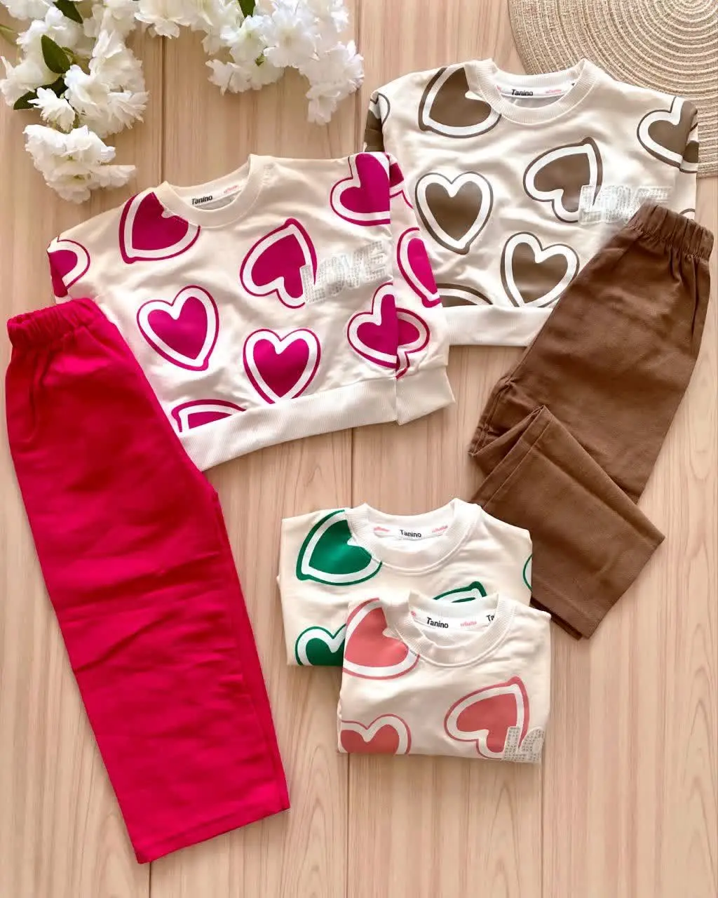 🌸 کراپ شلوار دخترانه طرح قلب 🌸
