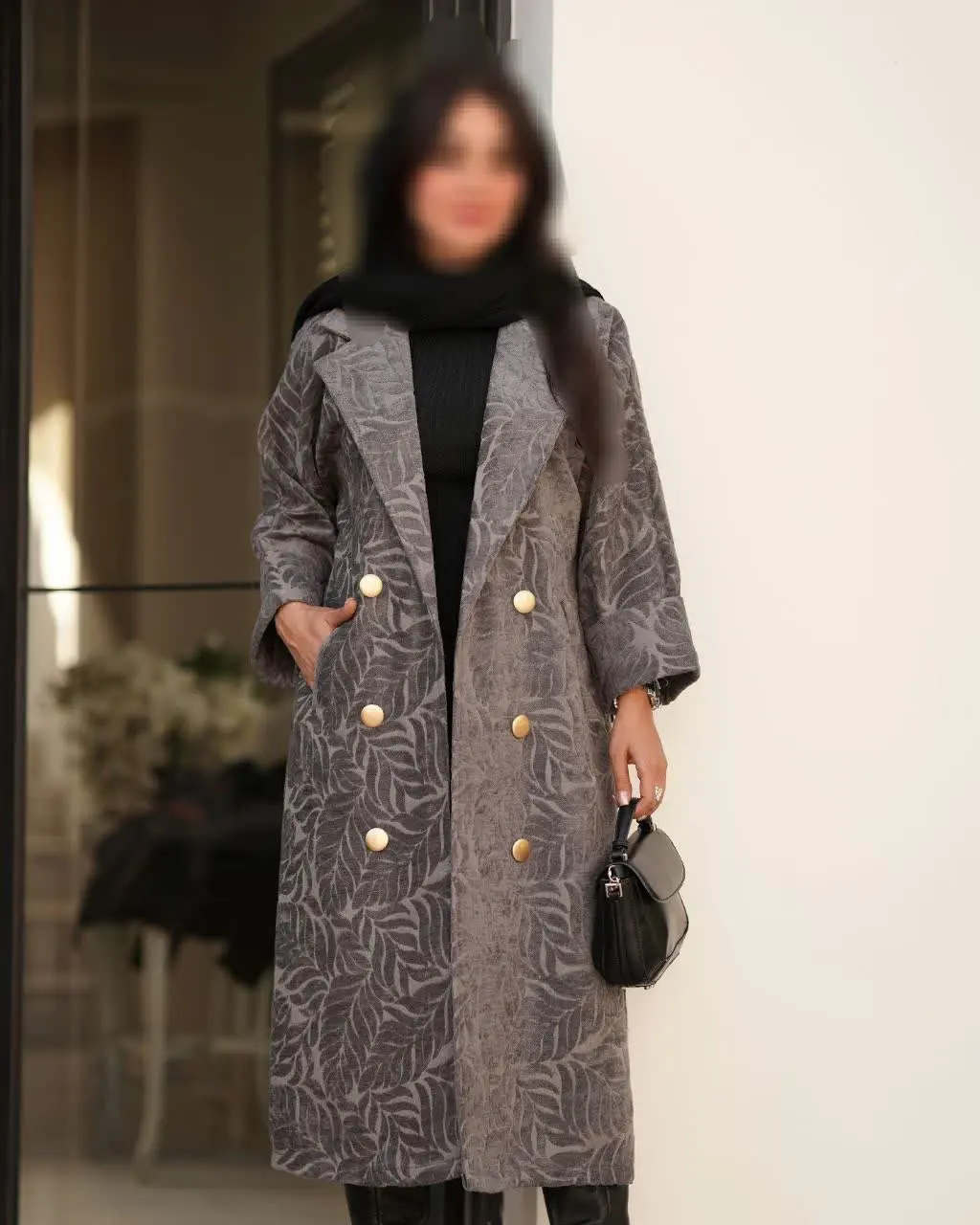 یقهE شش دکمه پیش کار لایی مویی