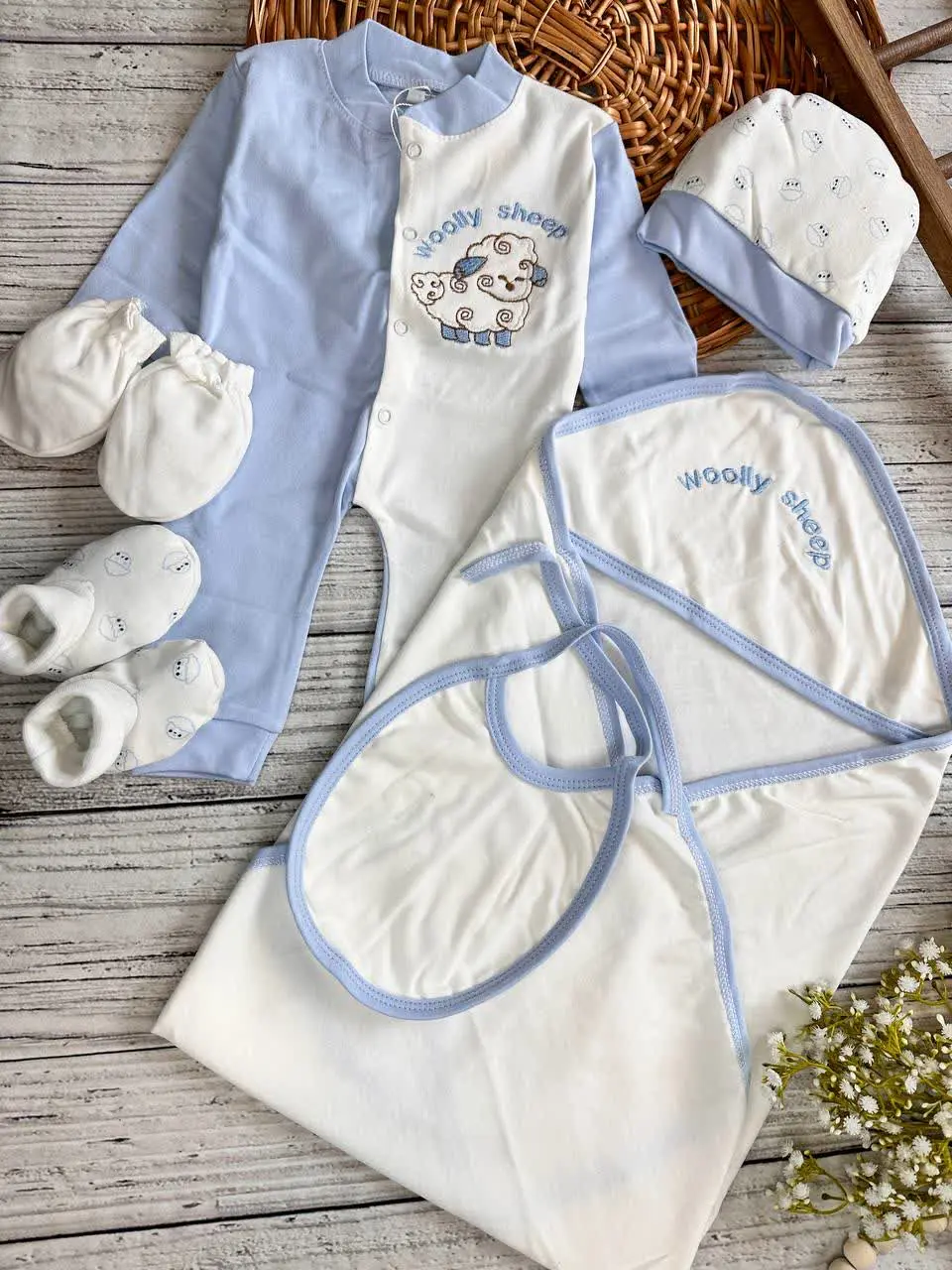 هفت تکه بیمارستانی طرح ببعی آبی نوزادی و کودک کد ۱۱۷۵۱۲ 
