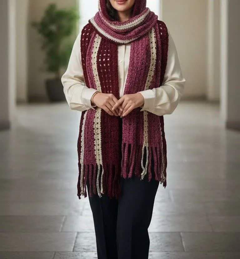 شال بافت مخمل رنگین