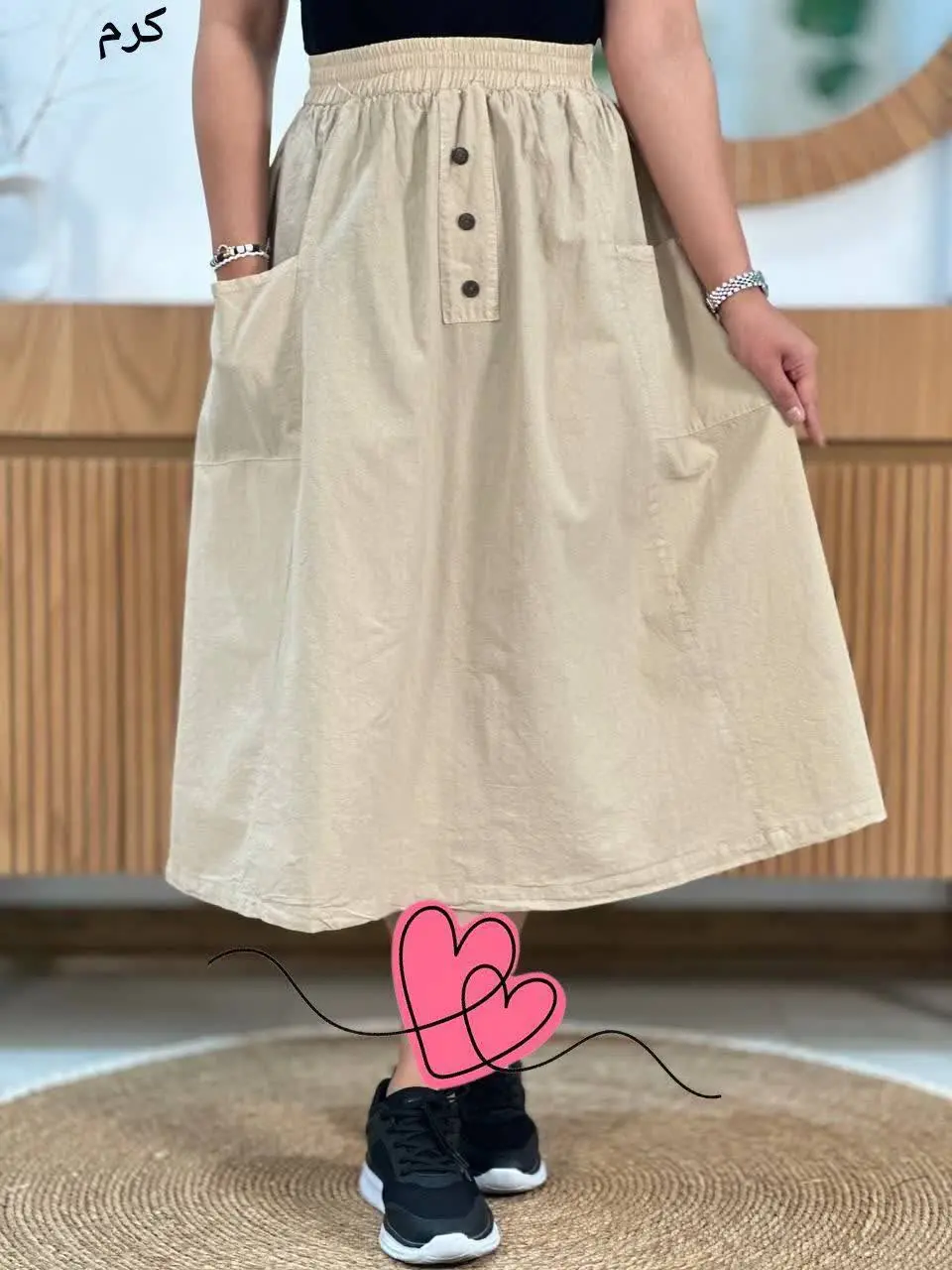 #دامن سه دکمه با جنس الیاف طبیعی درجه یک😍
