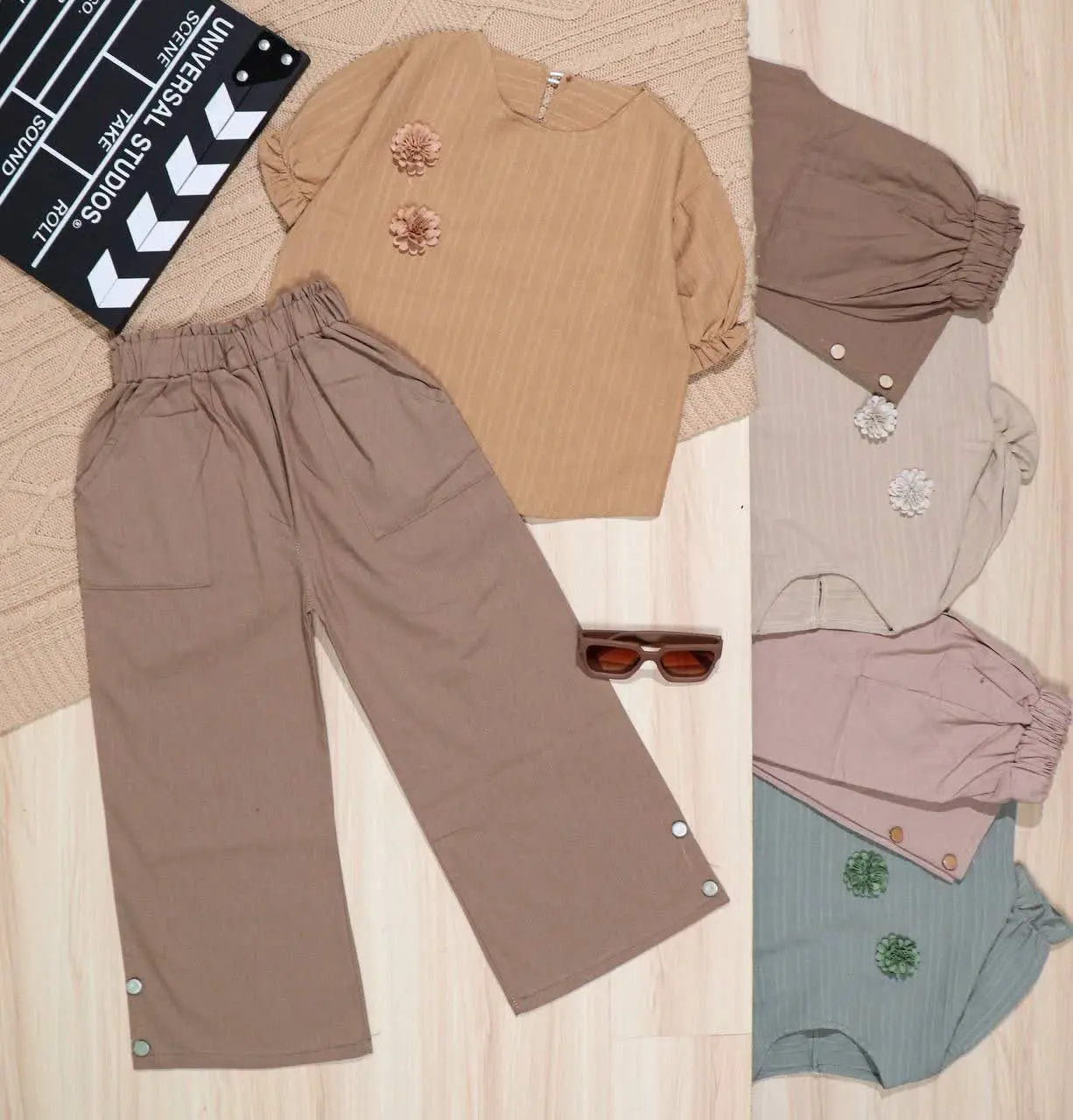 👫کراپ و شلوار آیوا لینن ۲گل👫
