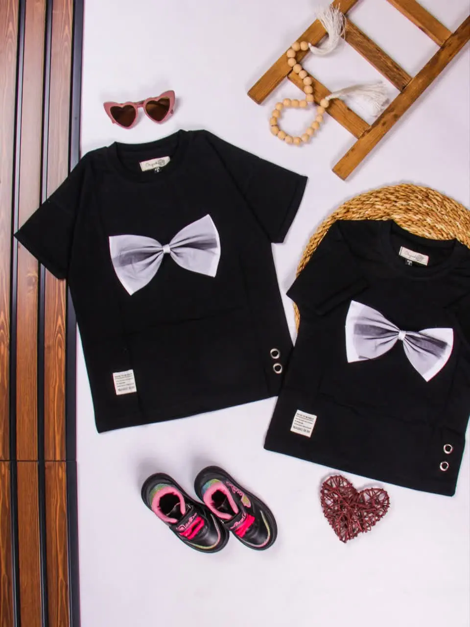 💢تیشرت مشکی پاپیون تور💢
