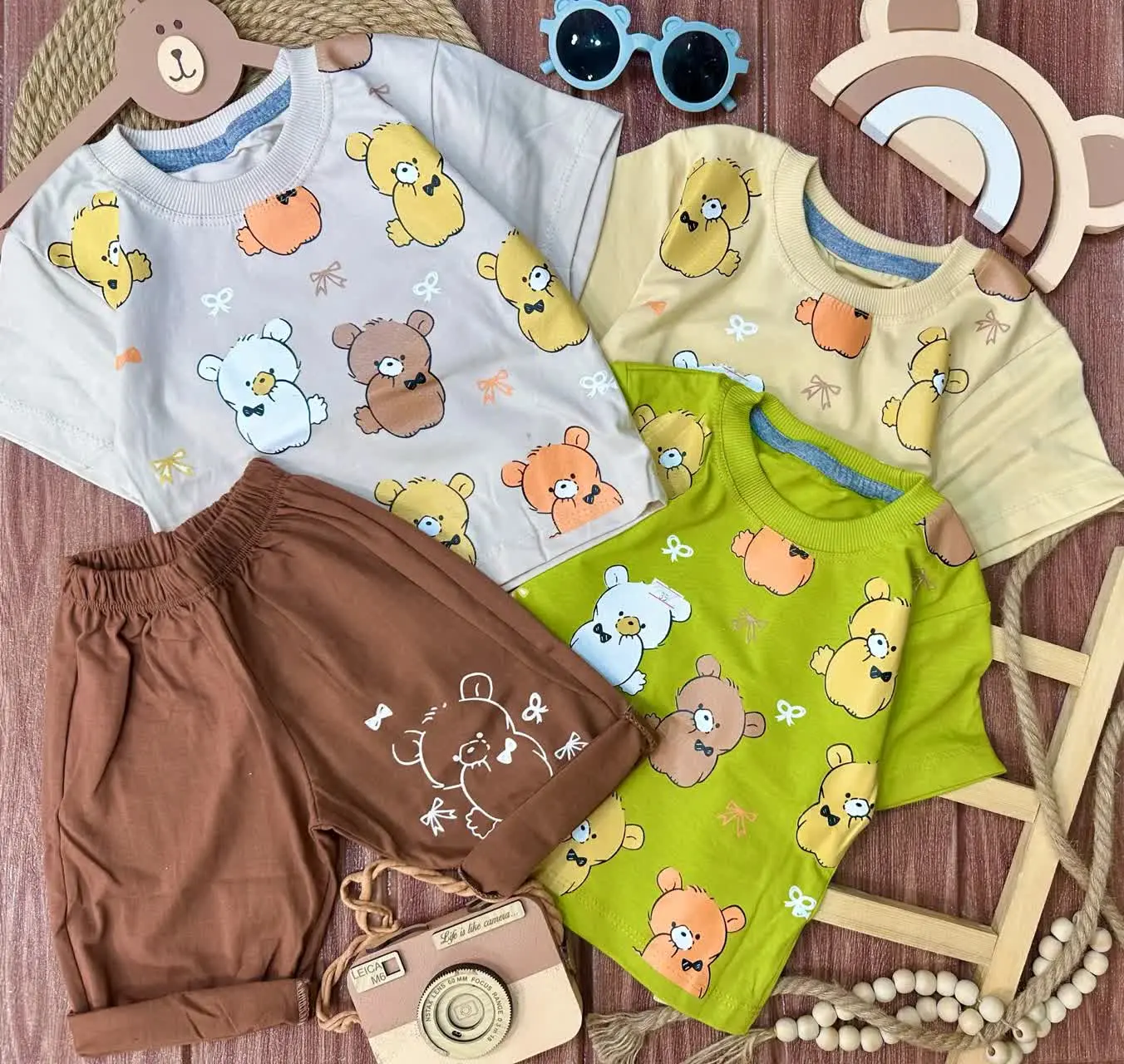 👫تیشرت شلوارک لش پسرانه چاپ تدی ✅
