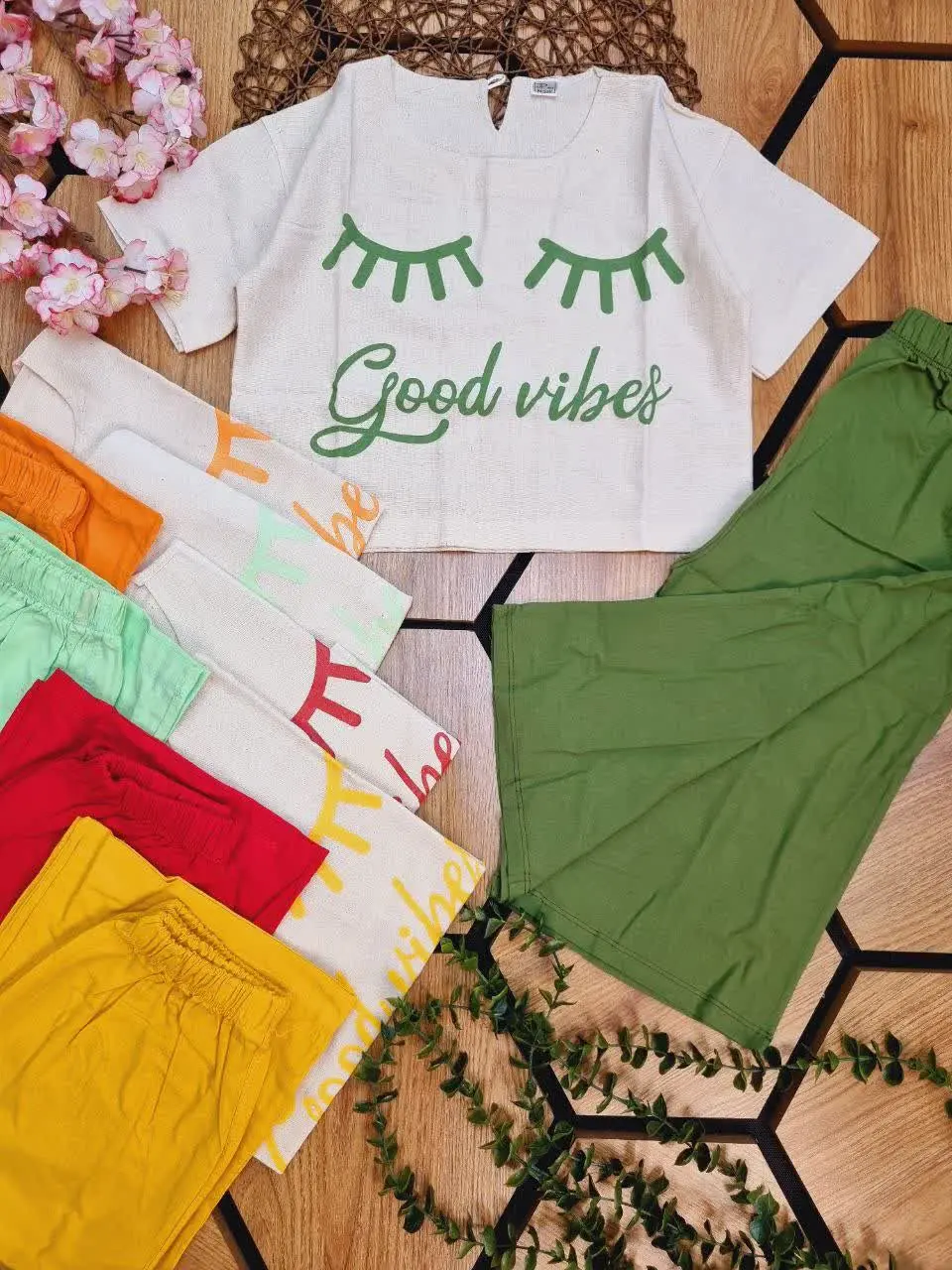 👕کراپ لینن شلوارک نخی دخترانه👧