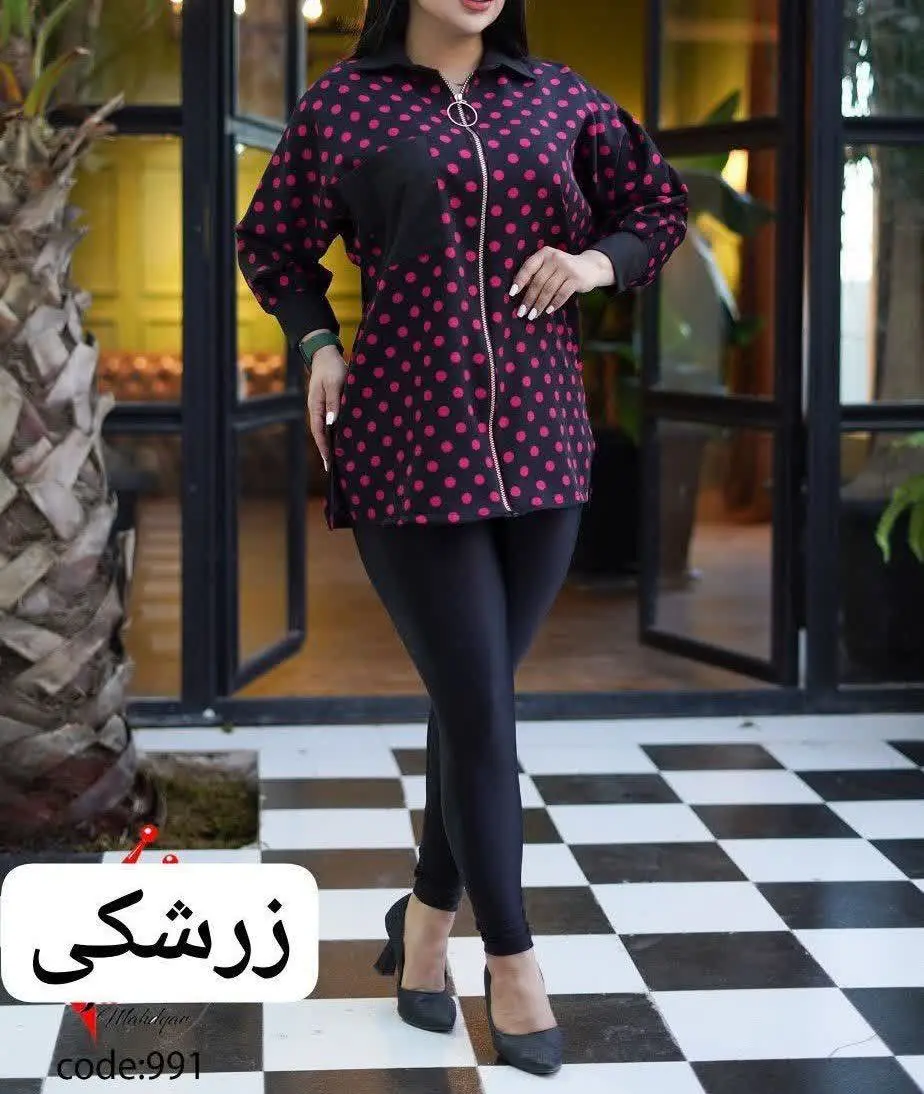 🖋نام: مانتو جلو زیپ خالدار
