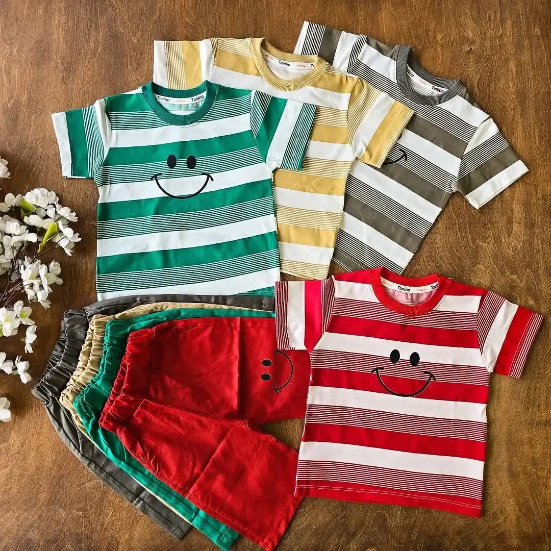 تیشرت شلوارک کتان لبخند
