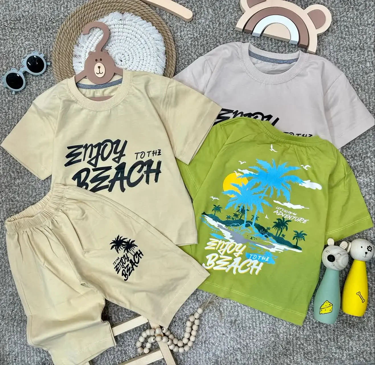 👫تیشرت شلوارک لش پسرانه پشت و رو چاپ جزیره ✅
