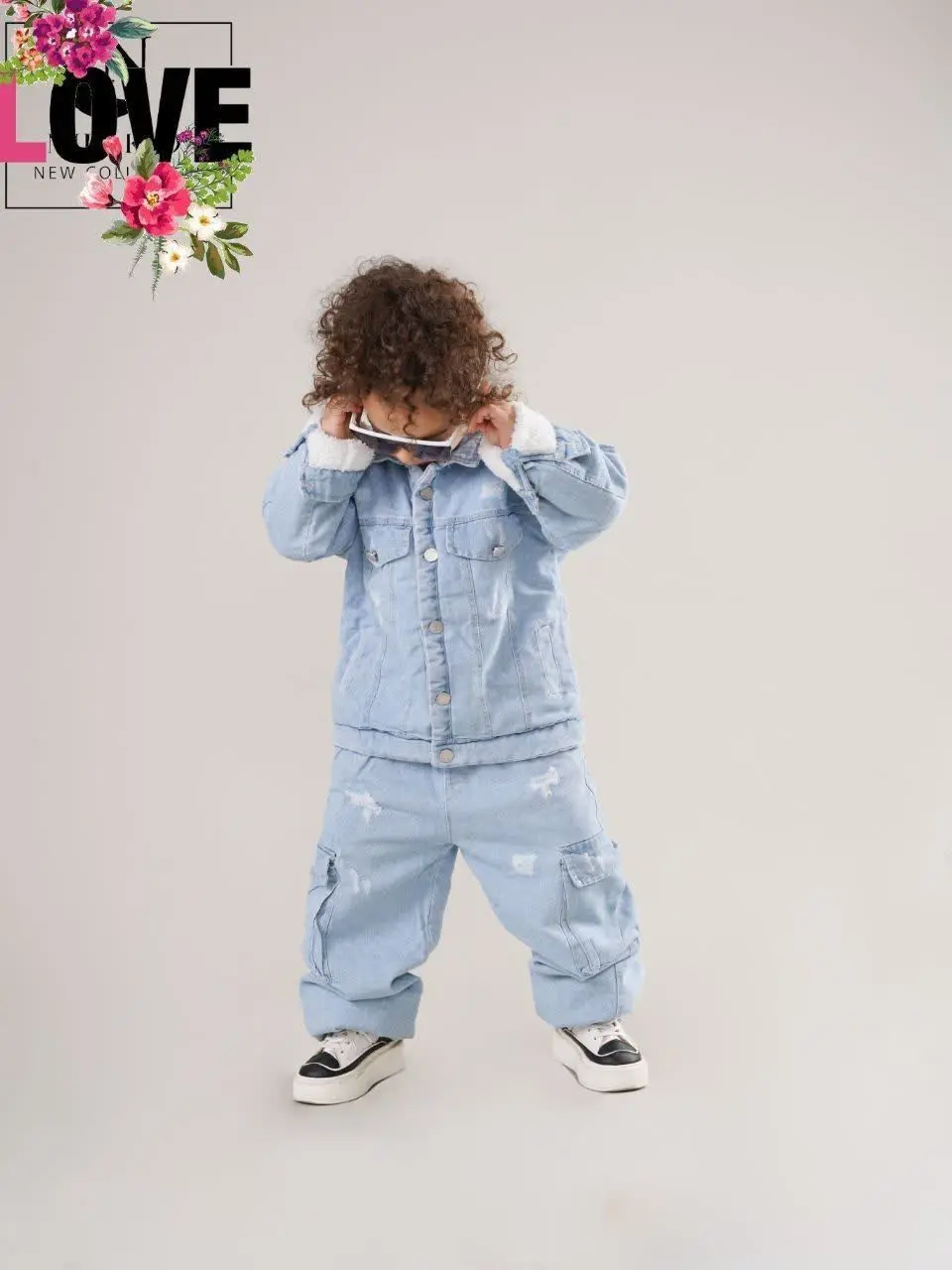 ست کاپشن و شلوار جین داخل خز
