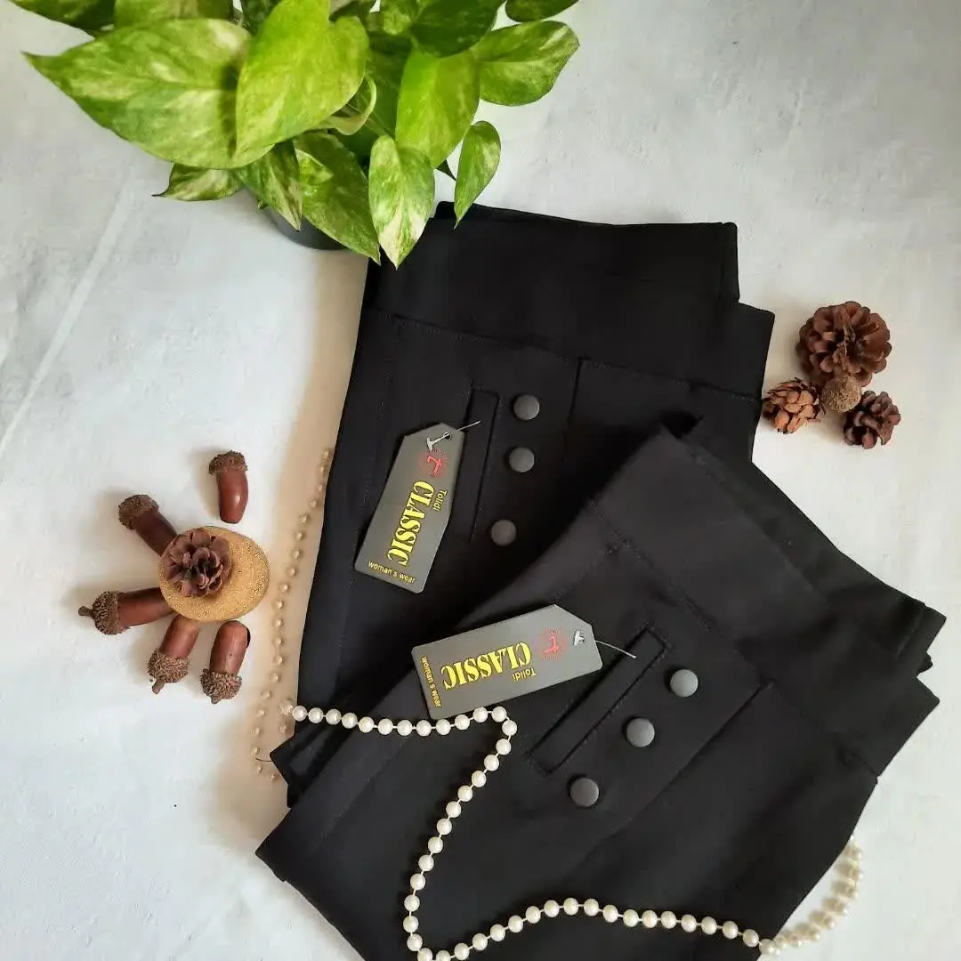 🌼شلوار مشکی راسته، کمر کش
