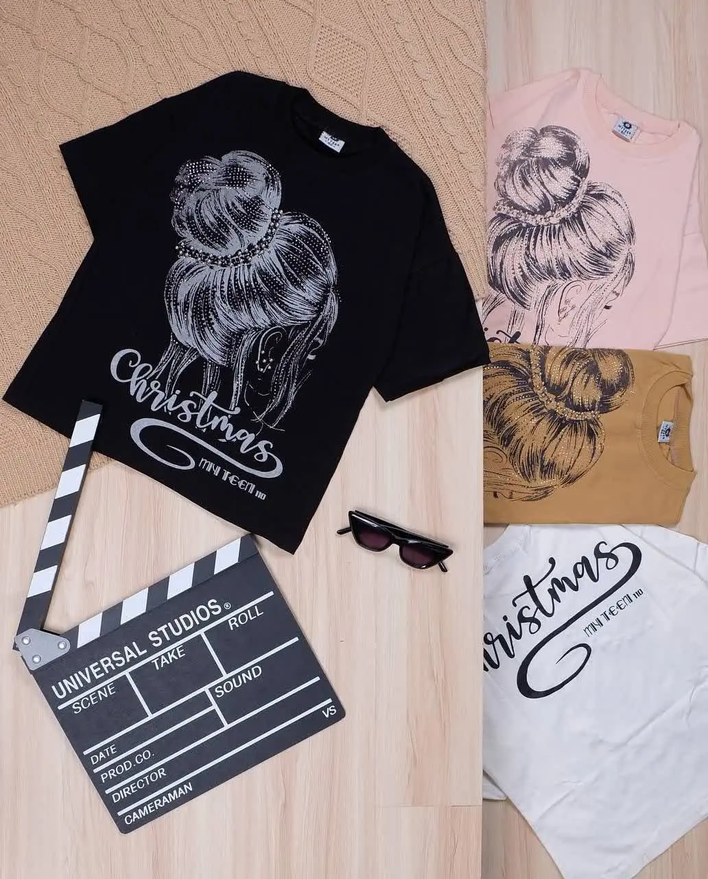 👫تیشرت دخترانه مو نگینی 👫
