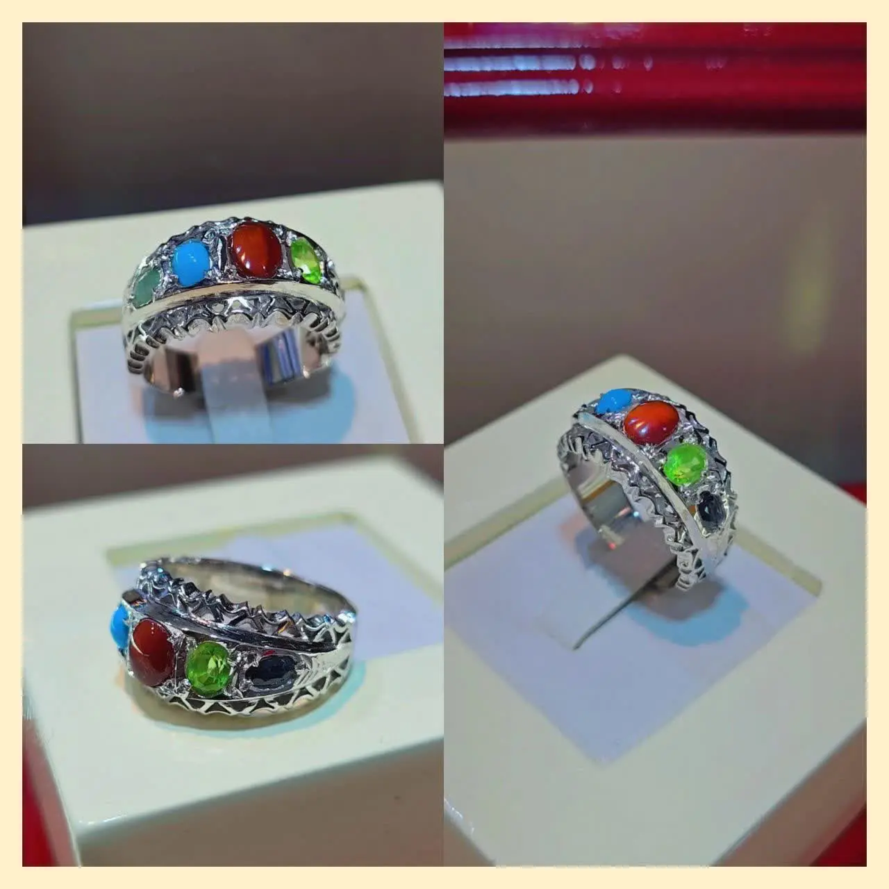 💎انگشتر ۵ جواهر سنگ اصلی