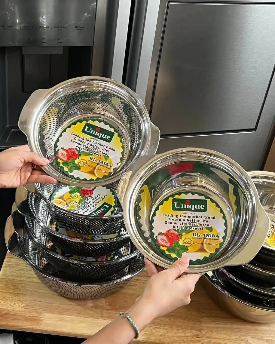 💥لگن و آبکش استیل ۵پارچه