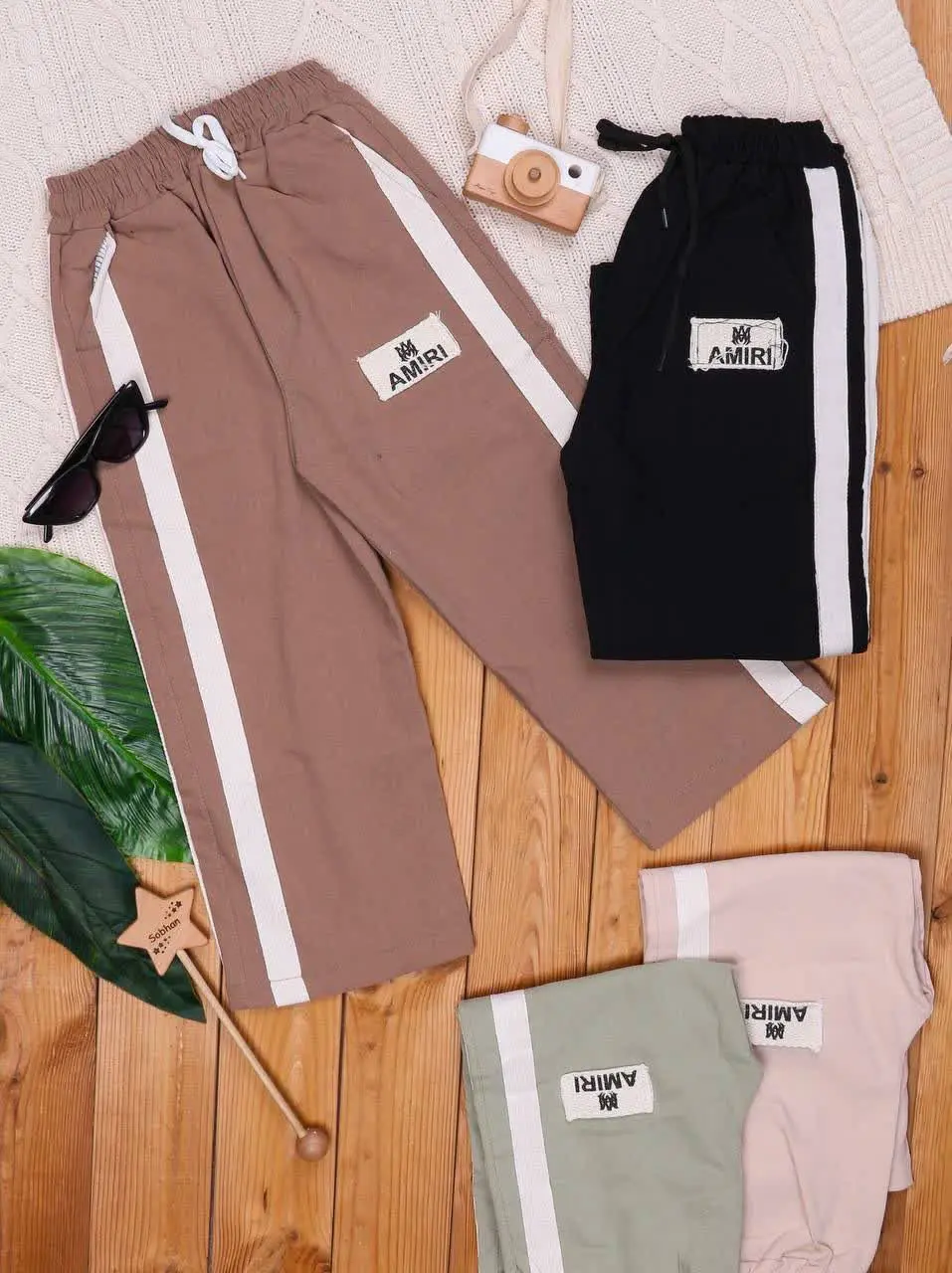 🎄 شلوار بگ کتان نوار کنف Am...