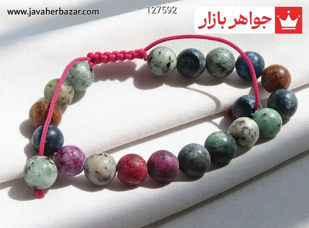 دستبند سنگی چند رنگ - کد ۱۲...