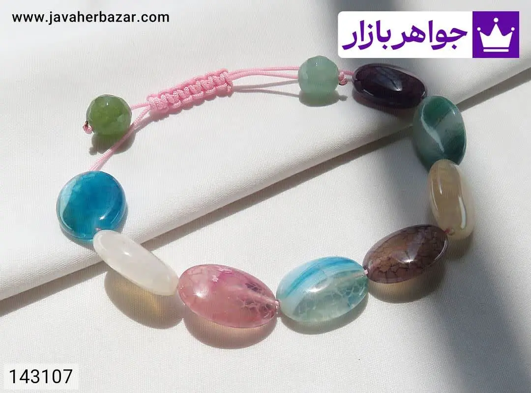 دستبند سنگی عقیق رنگی زنانه...