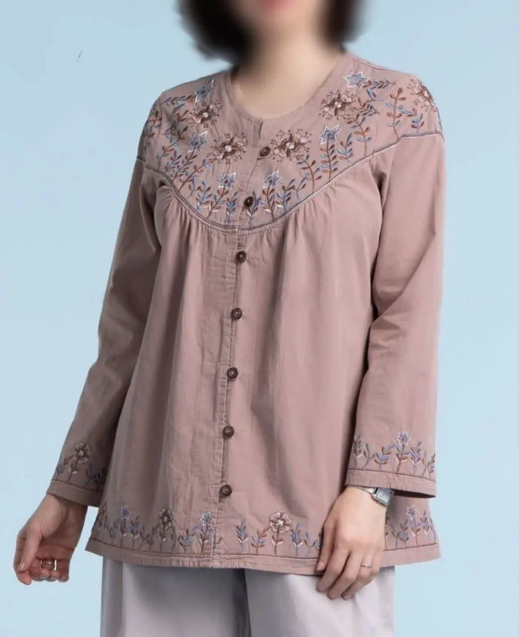 ی شومیز دکمه دار گلدوزی شده...