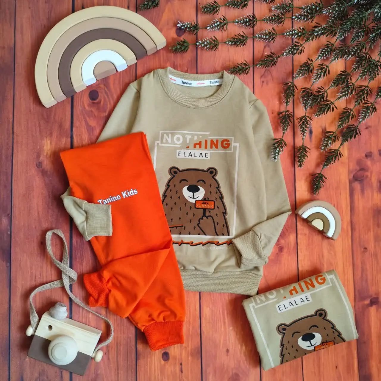 😍ست بلوز و شلوار خرس قهوه ا...