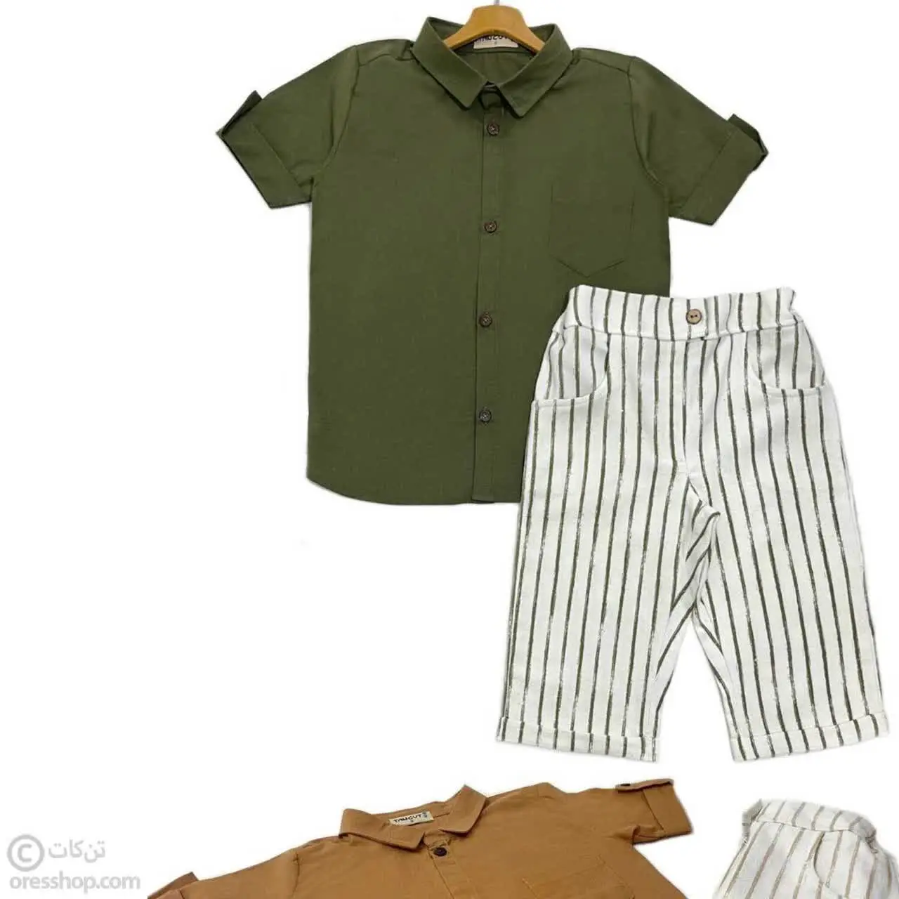 🔸پیراهن آستین کوتاه شلوارک کتان با کش تنظیم🔸
