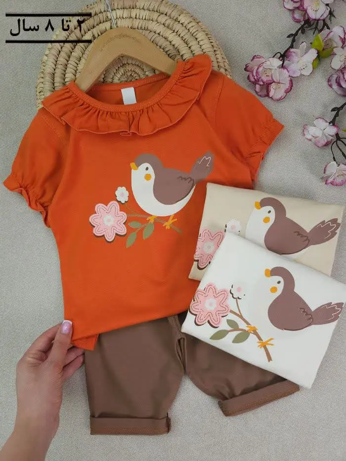 تیشرت شلوارک دخترانه گنجشک زیبا
