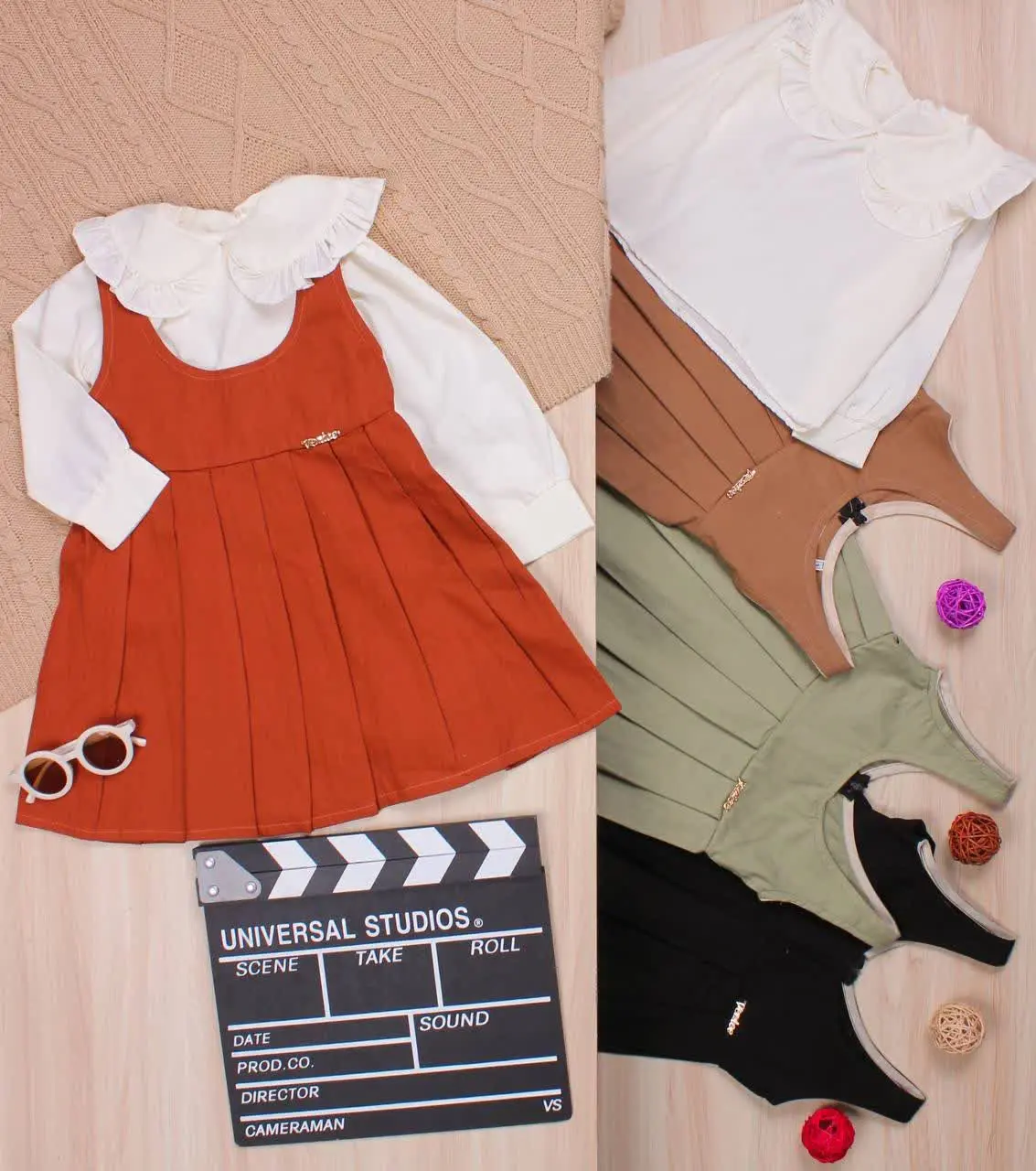 👫شومیز و سارافون بوگاتی/کتان یقه B👫
