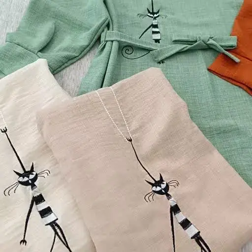 🍃 تونیک طرح گربه گلدوزی🐼
