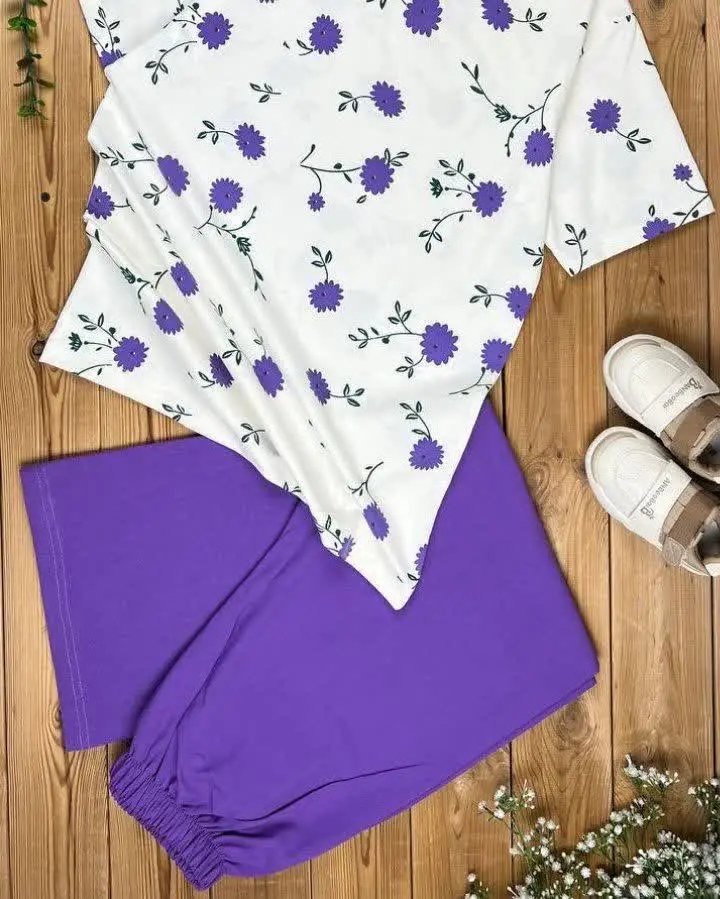 ☘️☘️ تیشرت و شلوار دخترانه پارچه پنبه سوپر با شلوار لنین با کیفیت عالی 🍀🍀
