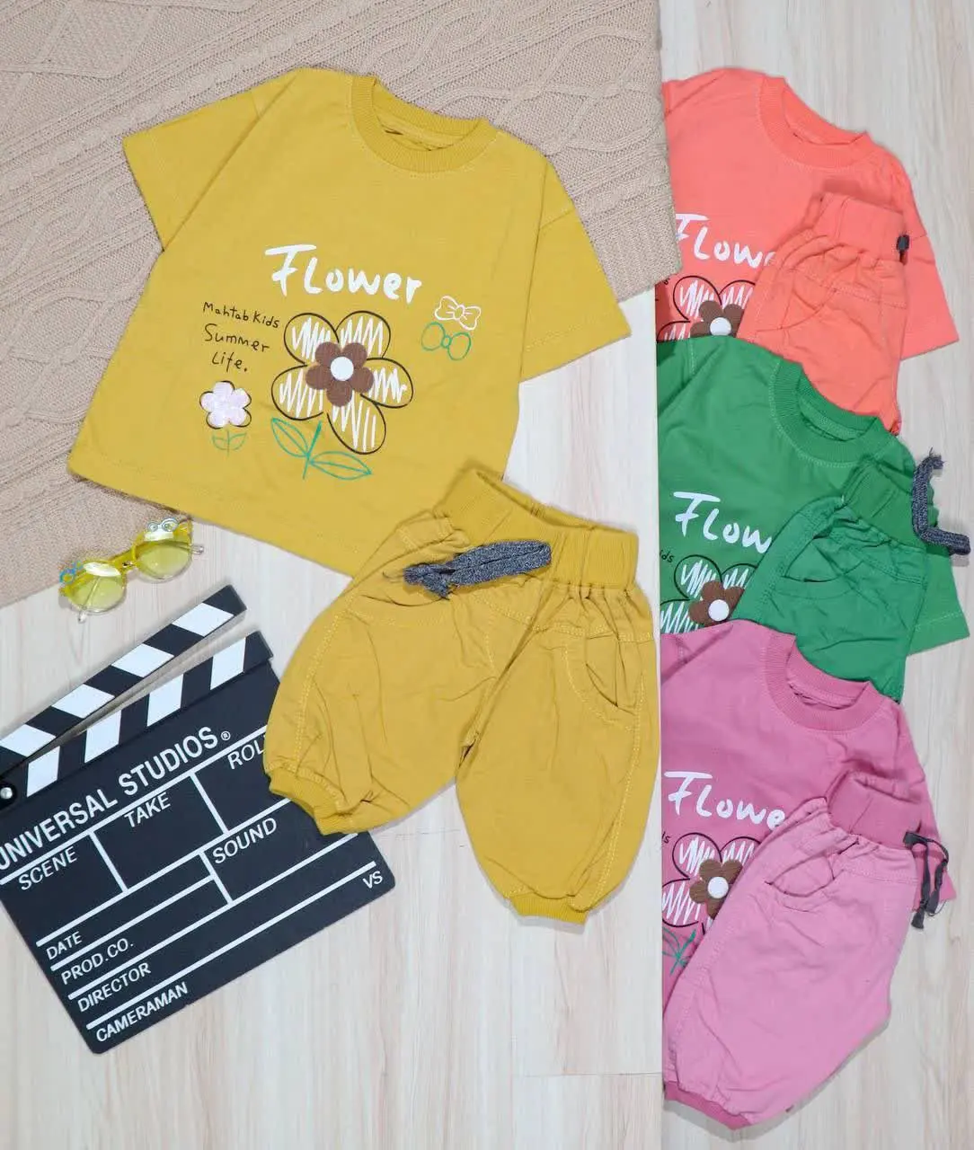 👫تیشرت پنبه و شلوارک کتان ۲ گل مهتاب👫
