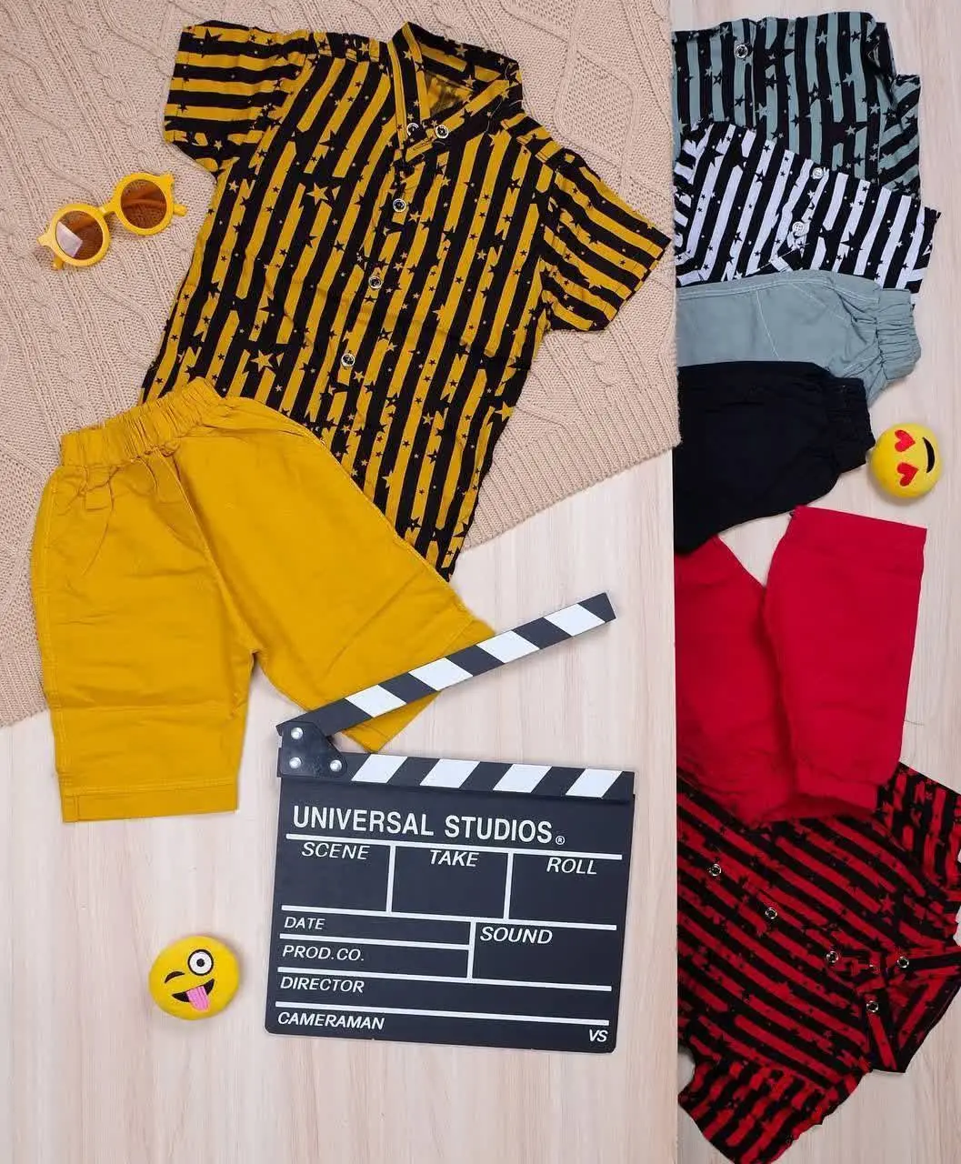 👫پیراهن و شلوارک نخی ستاره دار👫
