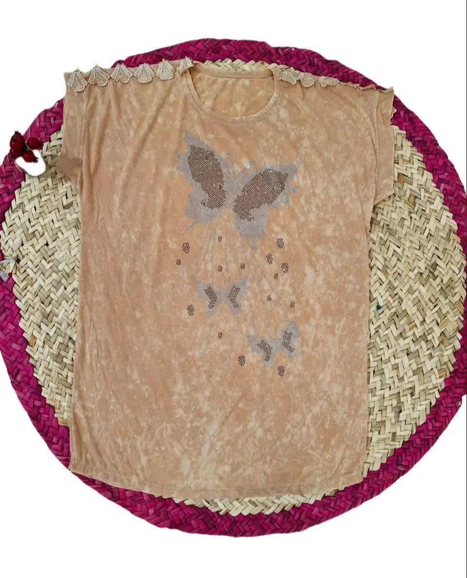 نام: تیشرت نگینی سرشانه پاپیونی
