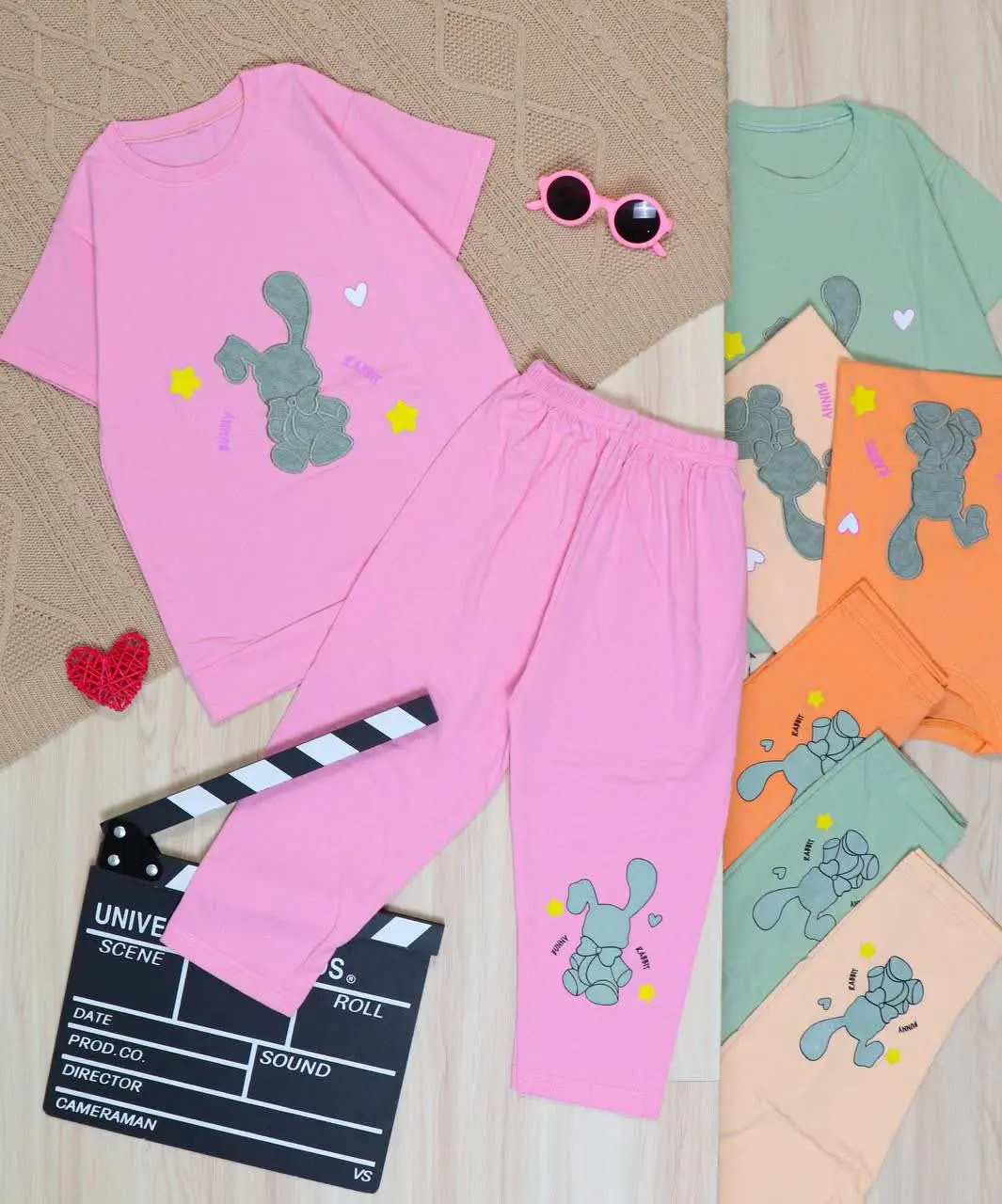 👫تیشرت و ساپورت گلدوزی خرگوش سبز👫
