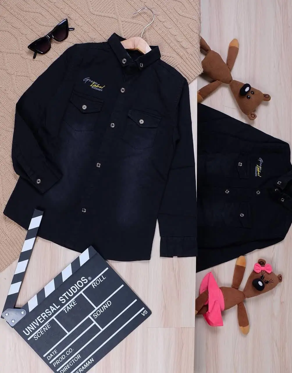 👫پیراهن جین مشکی آستین بلند 👫
