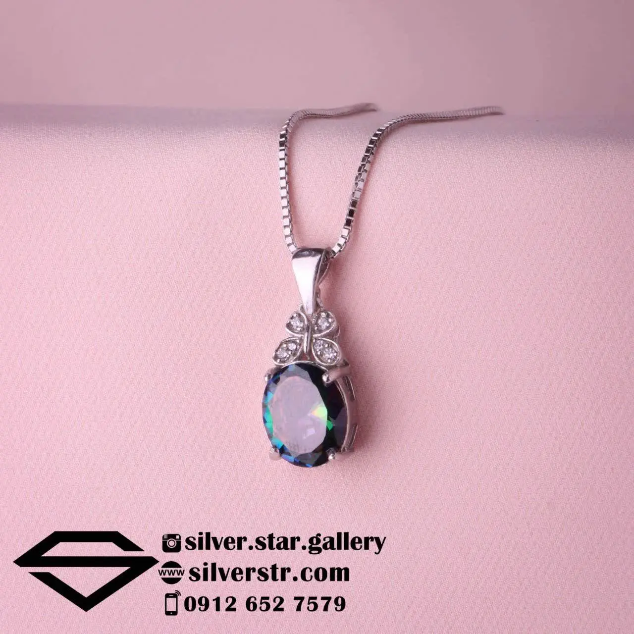 💎 پلاک زنانه توپاز هفت رنگ...