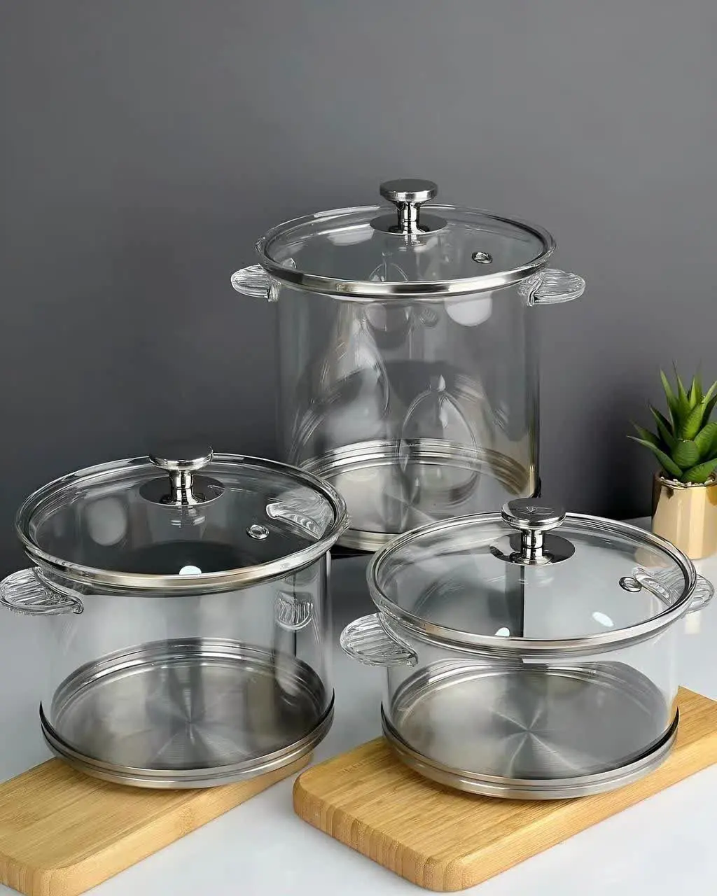 ✅پیرکس قابلمه کف استیل در۴س...