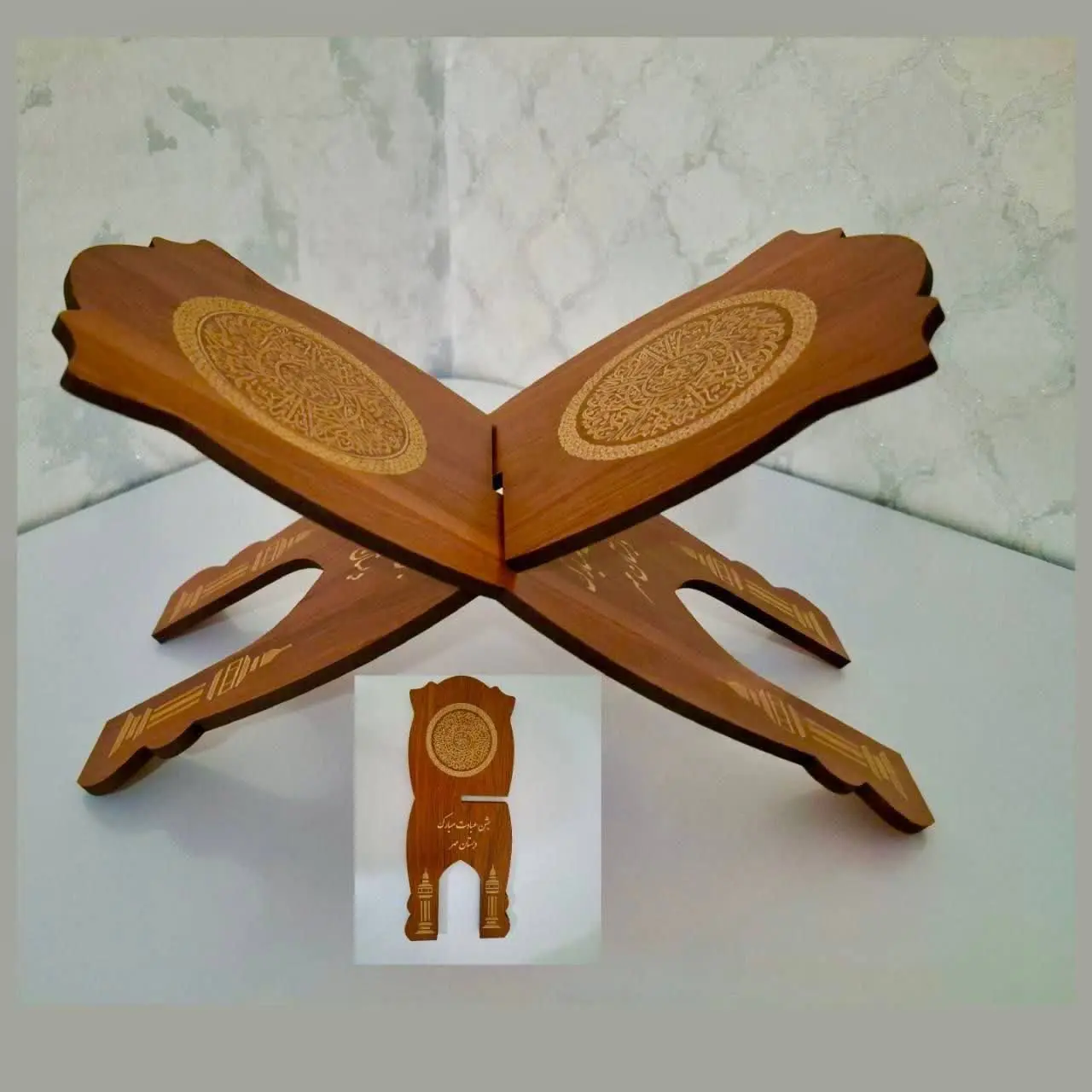 رحل چوبی طرح دار قرآن اعلا
