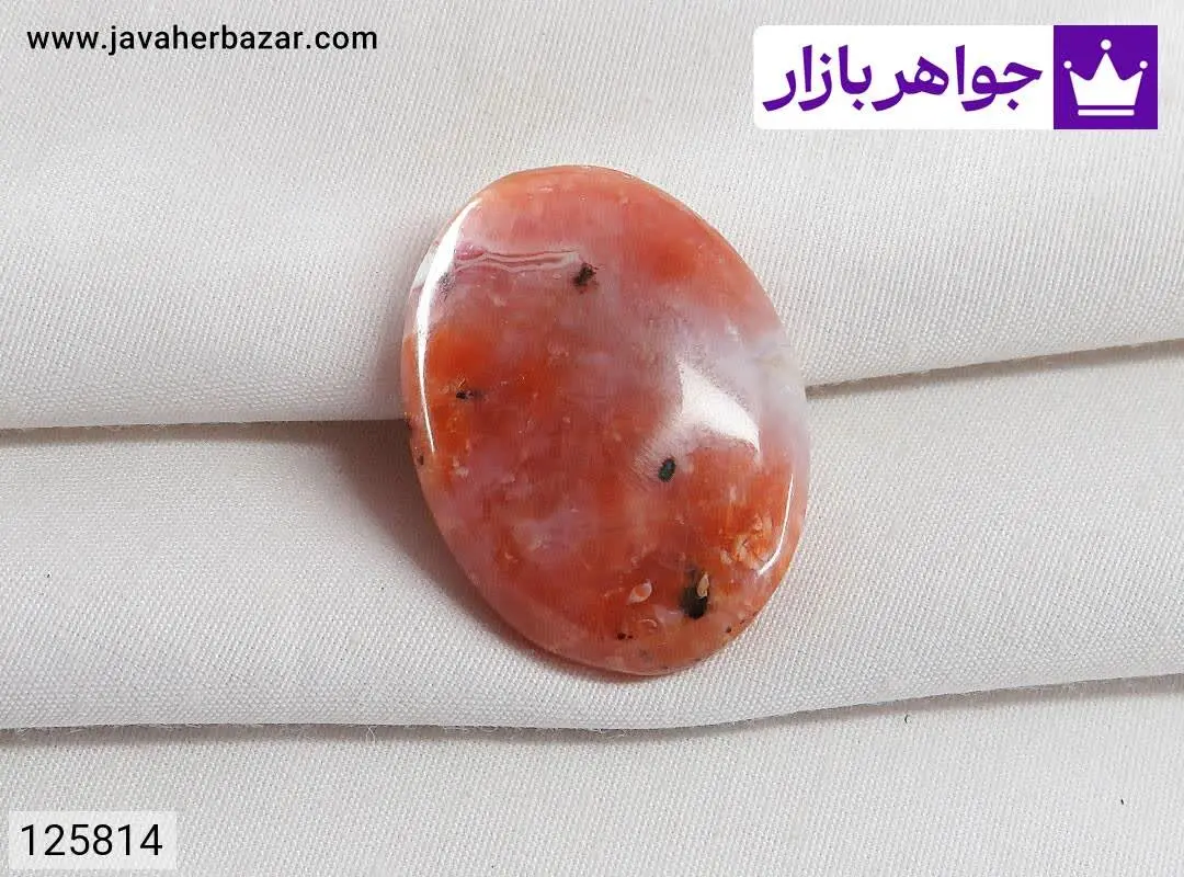 نگین عقیق نارنجی شجر - کد ۱۲۵۸۱۴
